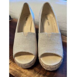 TOMS Michelle Platform Peep-Toe Espadrille Wedges